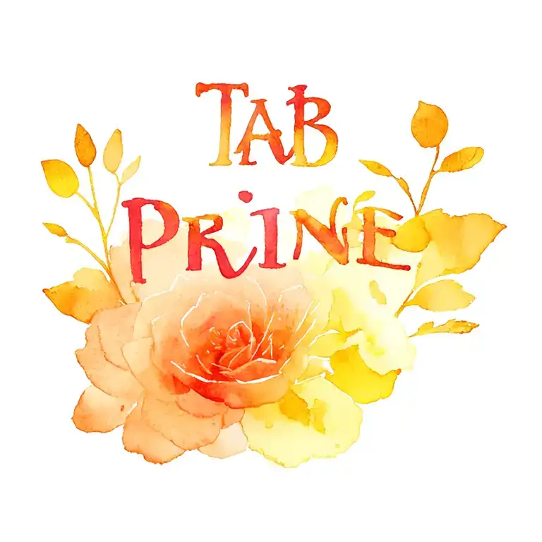 girlfriend name written "Tab Prine" tattoo design idea