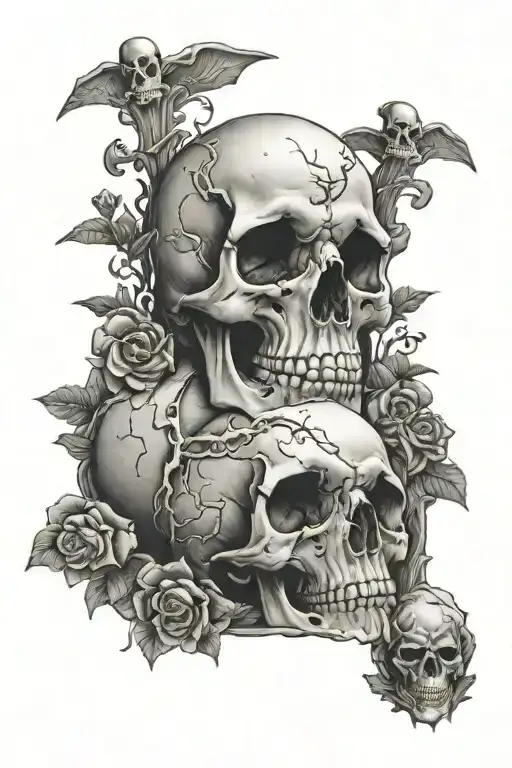 skull and graveyard tattoo design idea