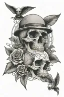 skull and graveyard tattoo design idea