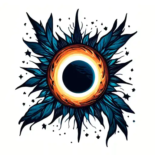 total solar eclipse tattoo design idea