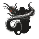 This Gu appears as a ten meter long metallic centipede. It has ten thousand legs, dangerous-looking mandibles, and a pai tattoo design idea