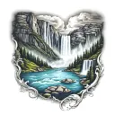 mountain and niagara falls tattoo design idea