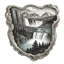 mountain and niagara falls tattoo design idea