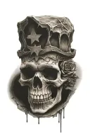 skull with crosses carved on it tattoo design idea