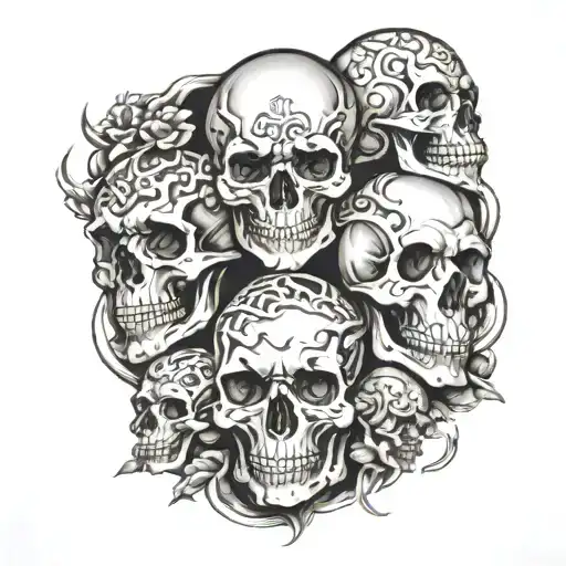 smoked skulls inside trible tattoo tattoo design idea