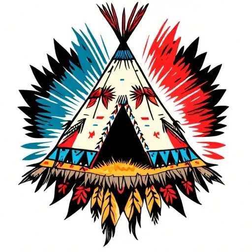 indian teepee tattoo design idea