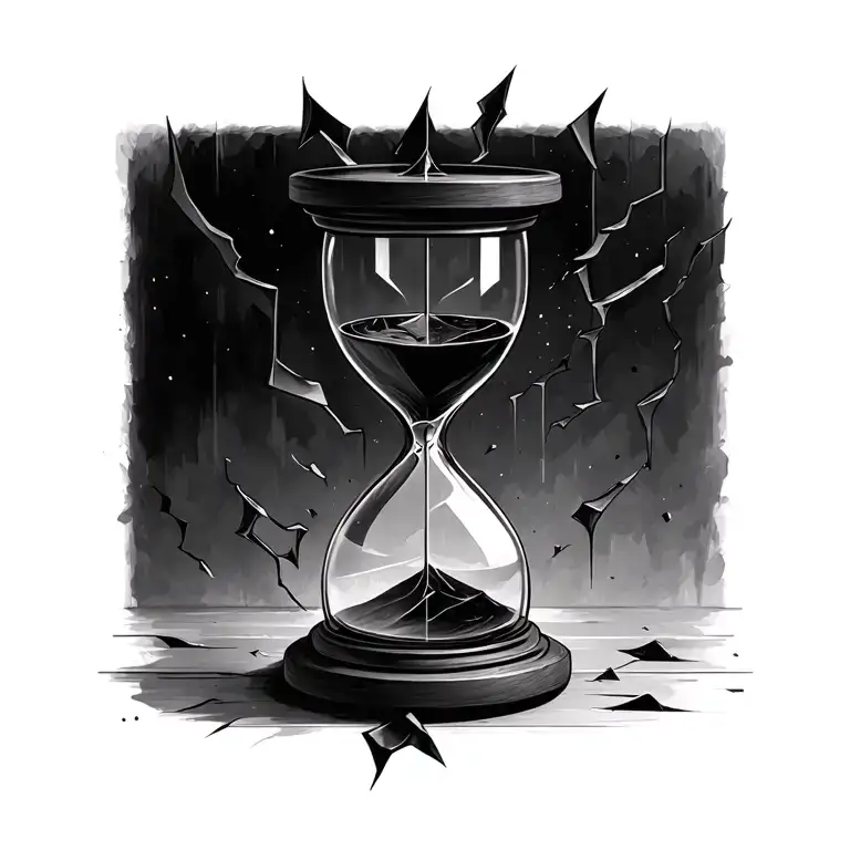 broken hourglass tattoo design idea