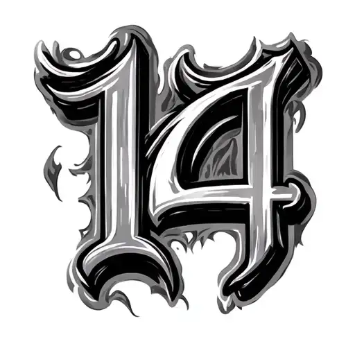 number 14 tamil letters tattoo design idea
