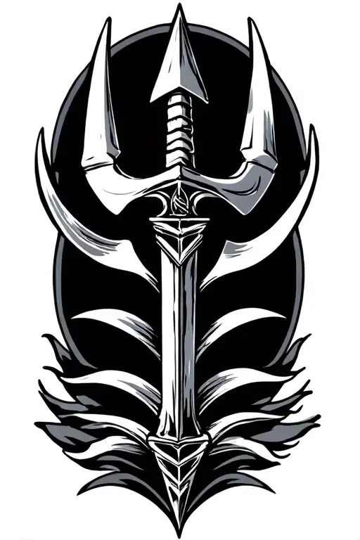 barbados trident held tattoo design idea
