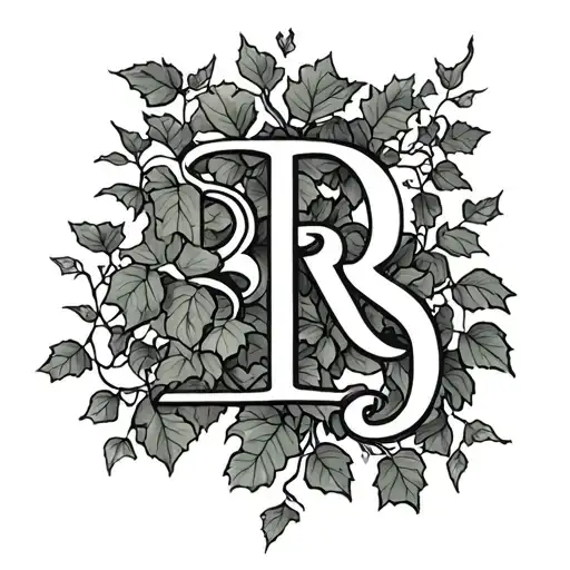 English ivy vines with letters B, R and S tattoo design idea