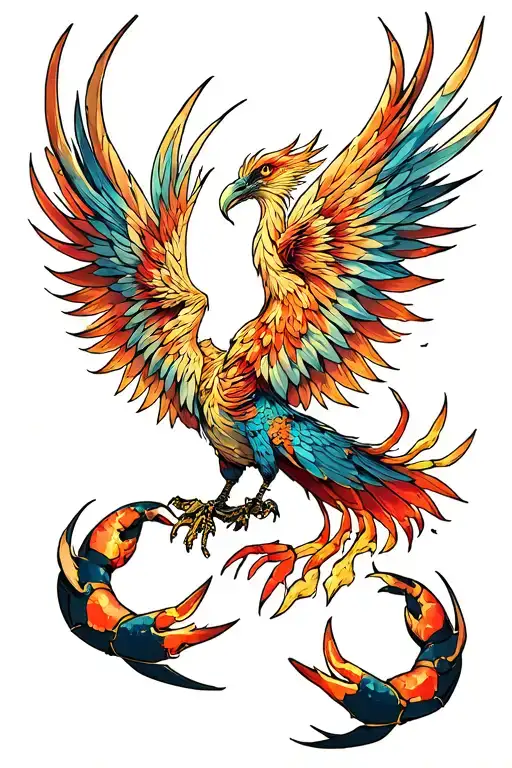 phoenix and Scorpio zodiac sign tattoo design idea