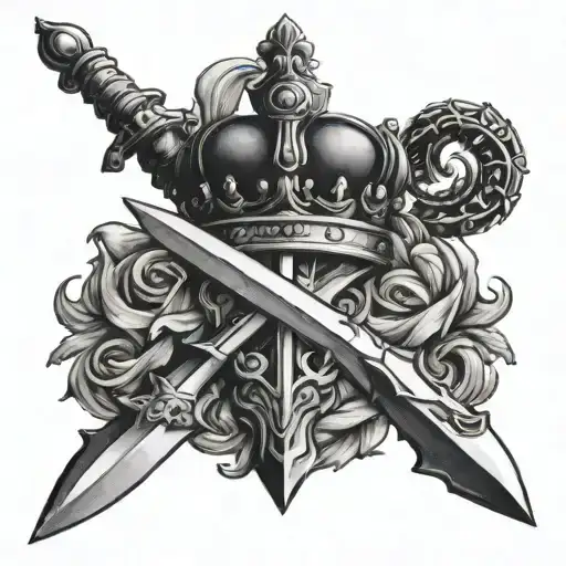 crown and sword tattoo design idea