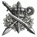 crown and sword tattoo design idea