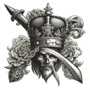 crown and sword tattoo design idea