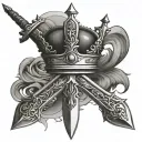 crown and sword tattoo design idea