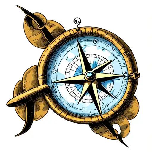 Globe Compass rose airplane flying tattoo design idea