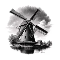 Dutch Windmill tattoo design idea