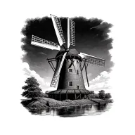 Dutch Windmill tattoo design idea