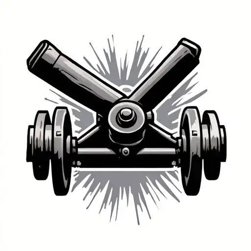military, field artillery cross cannon with playboy tattoo design idea