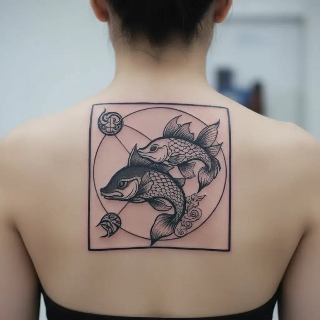 pisces x taurus zodiac sign intertwined simple tattoo tattoo design idea