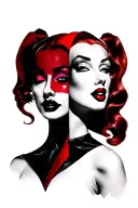 Harley Quinn and Marilyn Monroe faces peeking tattoo design idea
