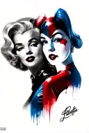 Harley Quinn and Marilyn Monroe faces peeking tattoo design idea