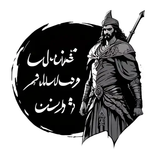 ali reza written in  farsi persian warrior tattoo design idea
