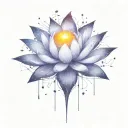 add deep space themed objects and orbiting stars around the lotus using dark colors  tattoo design idea