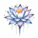 add deep space themed objects and orbiting stars around the lotus using dark colors  tattoo design idea