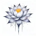 add deep space themed objects and orbiting stars around the lotus using dark colors  tattoo design idea