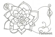 Patience, karma, dharma, moksha tattoo design idea