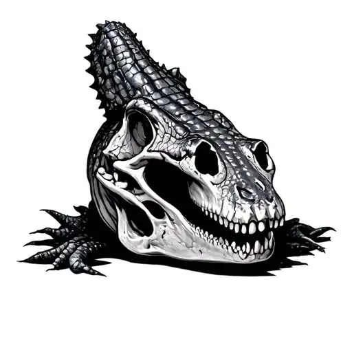 alligator head skull tattoo design idea