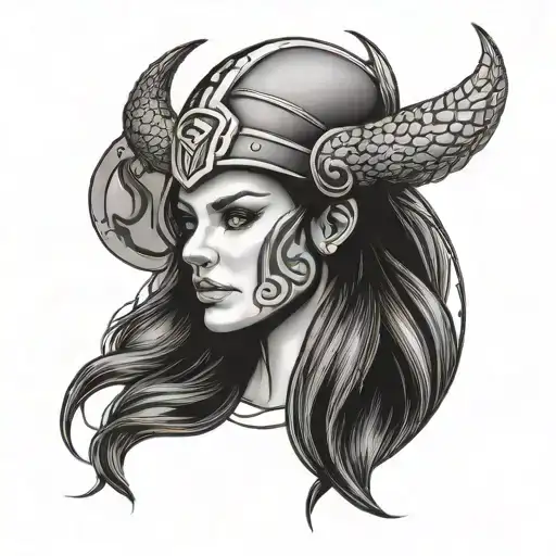sexy Minnesota Viking woman with "SKOL" written across tattoo design idea