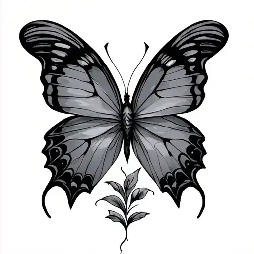 butterfly gothic style tattoo design idea
