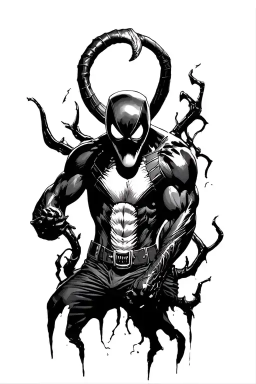 Deadpool only turns the head in Venom tattoo design idea
