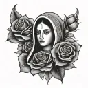 lady of Guadalupe Mexican with roses tattoo design idea