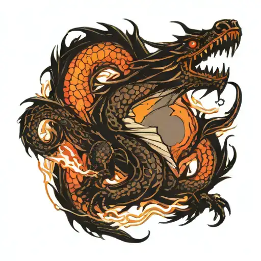 I want to tattoo dragon flying tattoo design idea