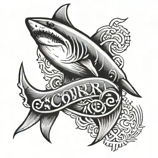 roman numeral date october 2nd 2024 with shark going through tattoo design idea