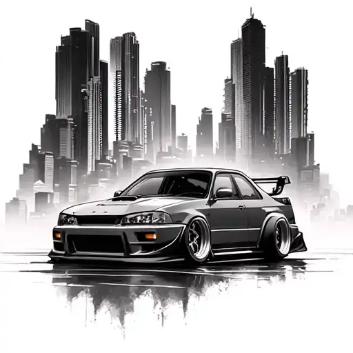 skyline drift car tattoo design idea