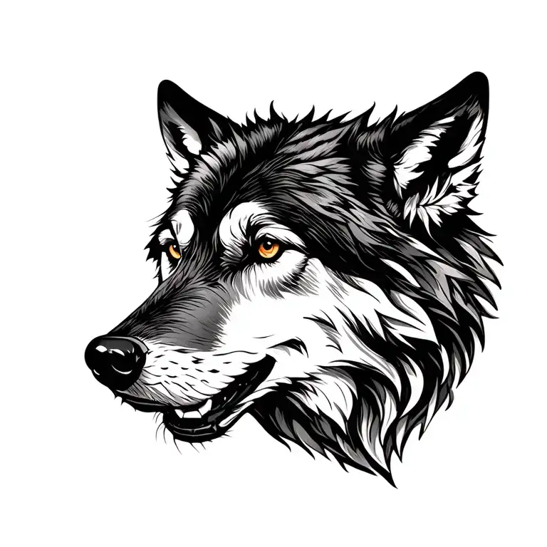 wolf head tattoo design idea