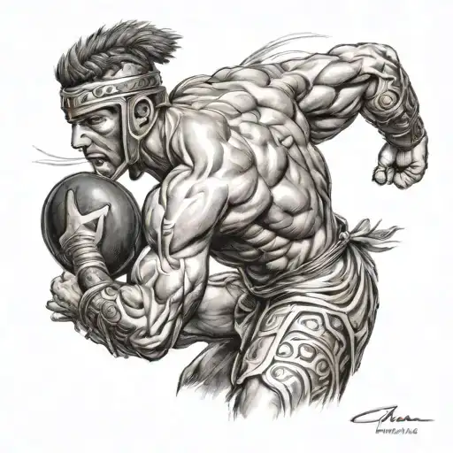 A powerful Greek warrior in a wrestling stance, paying homage to your heritage as a Παλαιστης tattoo design idea