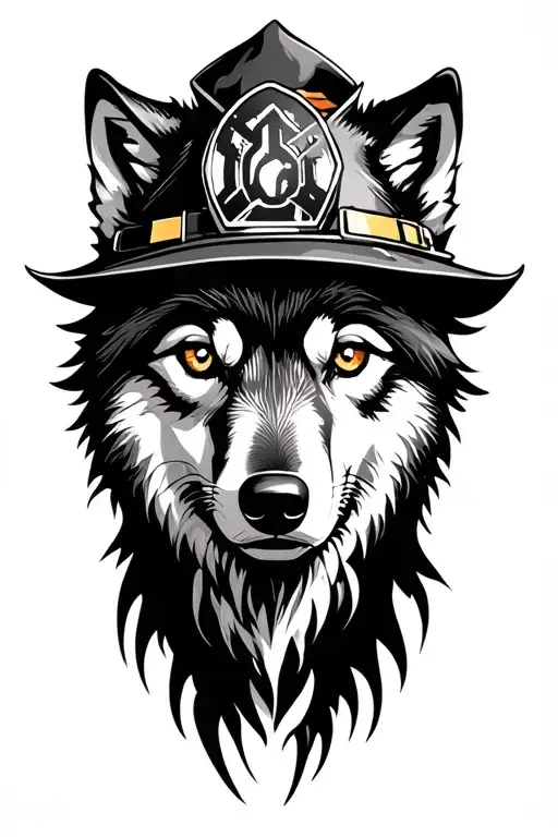 WOLF, EYE, FIREFIGHTER tattoo design idea