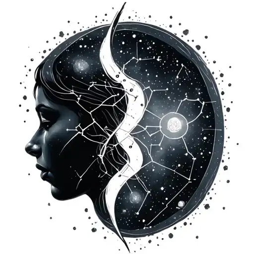 gemini and cancer constellation merging tattoo design idea