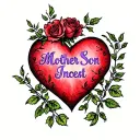 A Heart with purple text 'Mother Son Incest' tattoo design idea