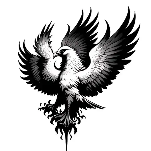 pheonix rising from the ashes symbolizing rebirth tattoo design idea