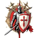 templar knight with shield templar cross tattoo design idea