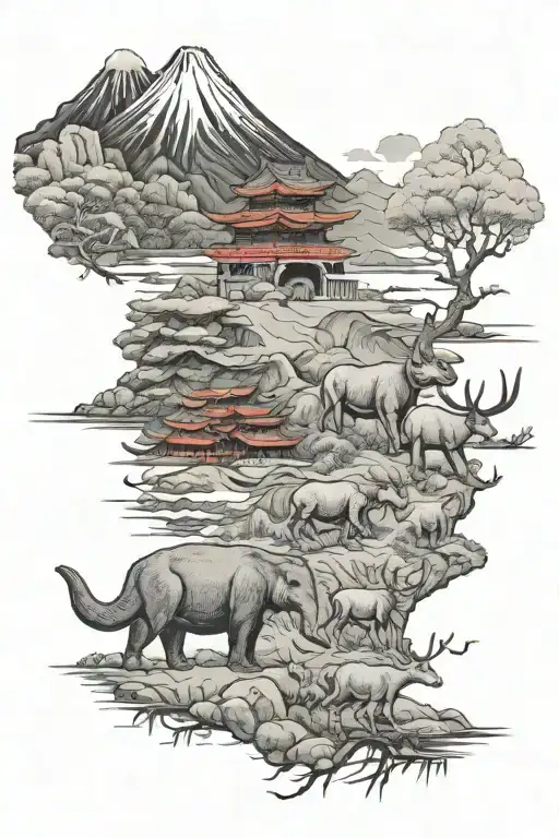 australias native animals, mt fuji, great wall of china, thailand, bali, east african safari and spain tattoo design idea