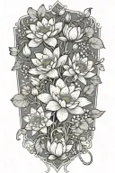 water lilies flowers arrowhead vines hanging marsh marigolds water hyacinths water poppies tattoo design idea