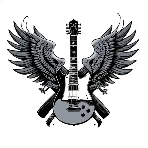 AK with brothers in arms guitar intertwined tattoo design idea