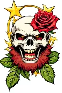 skull rose, angry, gorilla, moneybags stars tattoo design idea